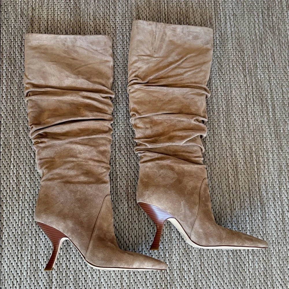 Michael Kors Camel Suede Pointed Toe Boots - Picture 9 of 10